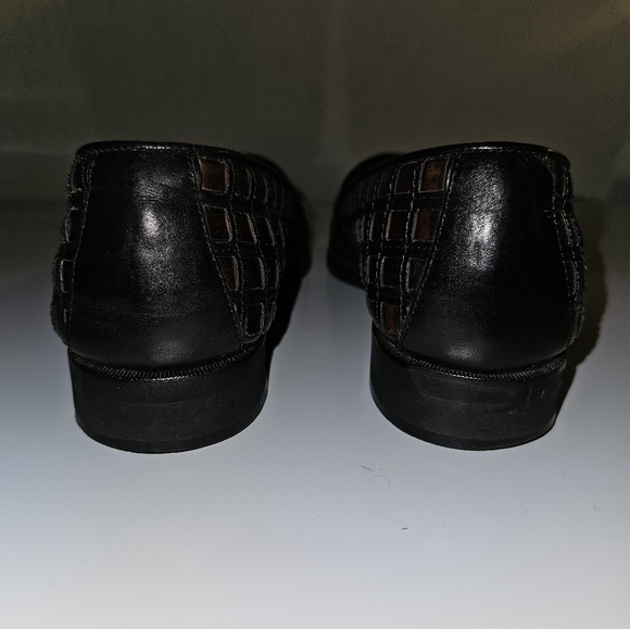 Cole Haan Slip On Woven Leather Loafers Black & Brown Size 8B Made in Italy - Picture 4 of 8